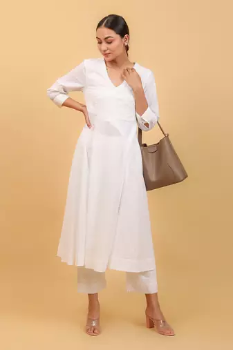 White high slit anarkali set