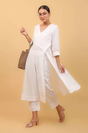 White high slit anarkali set