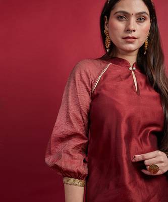 Maroon raglan sleeves kurta set 4