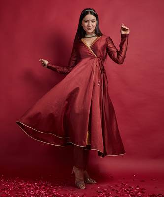 Maroon anarkali set 2