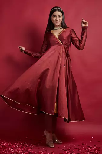 Maroon anarkali set