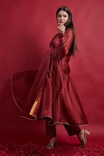 Maroon anarkali set
