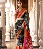 Black Color Silk blend Weaving Work Traditonal Saree With Blouse