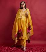 Turmeric yellow anarkali set with dupatta
