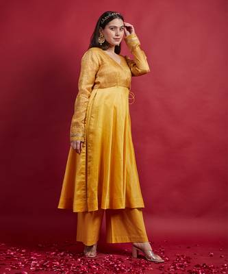 Turmeric yellow anarkali set with dupatta 2