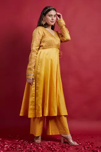 Turmeric yellow anarkali set with dupatta