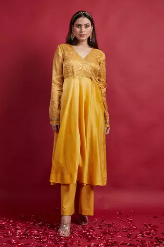 Turmeric yellow anarkali set with dupatta