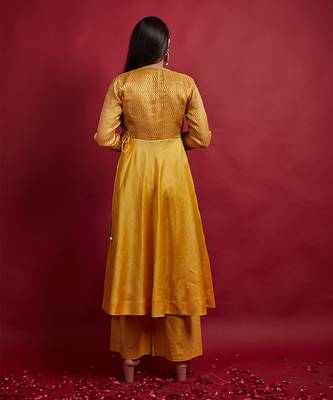 Turmeric yellow anarkali set with dupatta 5