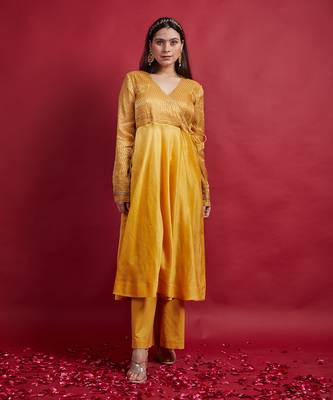 Turmeric yellow anarkali set 1
