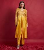 Turmeric yellow anarkali set