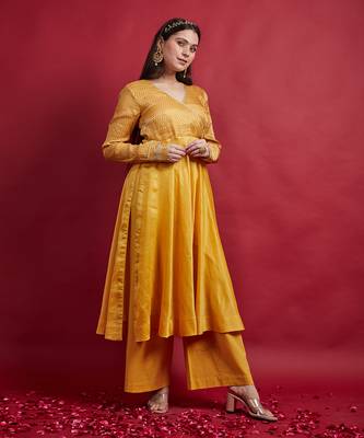 Turmeric yellow anarkali set 2