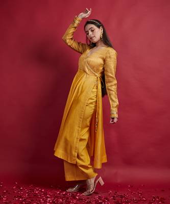 Turmeric yellow anarkali set 3