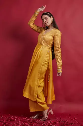 Turmeric yellow anarkali set