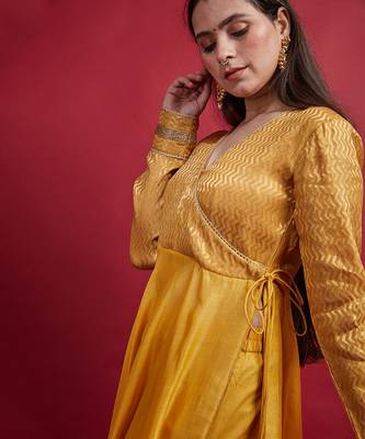 Turmeric yellow anarkali set 4