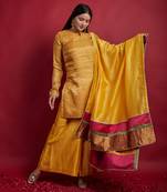 Turmeric yellow zigzag zari weave kurta set
