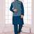 Art Silk Blue Men Jacket Kurta Pajama