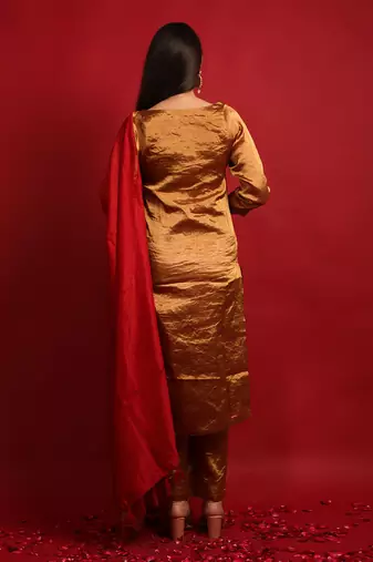 Gold zari handloom kurta set