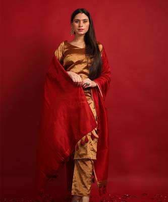 Gold zari handloom kurta set 5