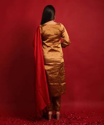 Gold pure handloom zari kurta set 3