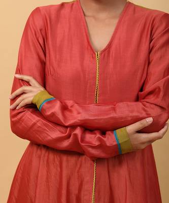Valentine red asymetric anarkali set with dupatta 4