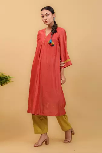 Valentine red flared kurta set