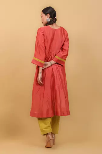 Valentine red flared kurta set