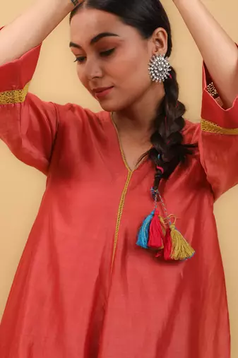 Valentine red flared kurta set