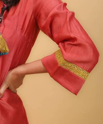 Valentine red flared kurta set 5