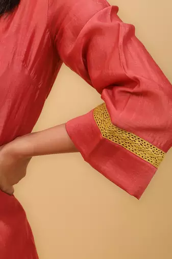 Valentine red flared kurta set