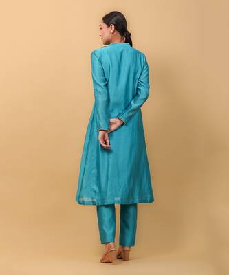 Aqua blue overlap kurta set 4