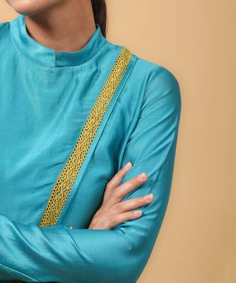 Aqua blue overlap kurta set 5