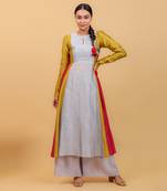 Grey chanderi handloom anarkali set