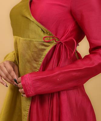 Lime yellow & pink anarkali set 5