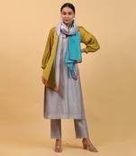 Grey raglan sleeve kurta set with dupatta