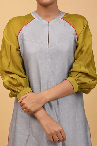Grey raglan sleeve kurta set