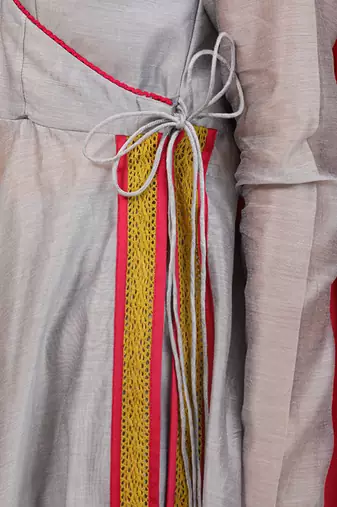 Grey chanderi anarkali set with dupatta