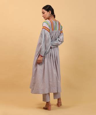 Grey drop shoulder kurta set 4