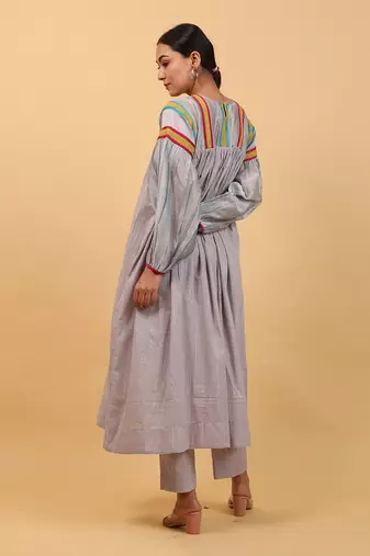Grey drop shoulder kurta set