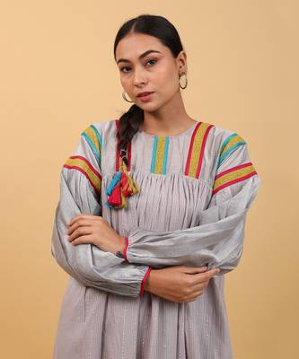 Grey drop shoulder kurta set 5