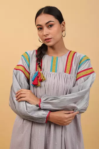 Grey drop shoulder kurta set