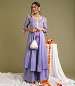 Lavender embroidered anarkali set