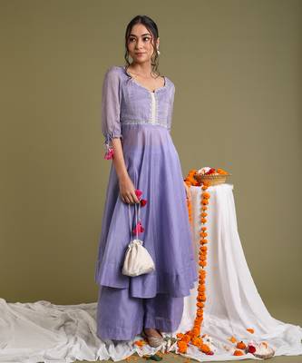 Lavender embroidered anarkali set 2