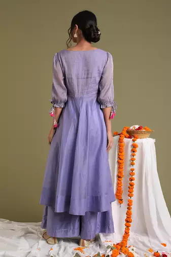 Lavender embroidered anarkali set