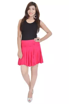 Cotton Lycra Free Size Mini Skirt with Divider