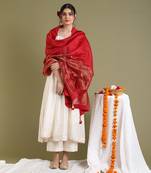 Off white anarkali set with dupatta