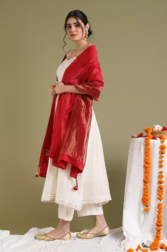Off white anarkali set