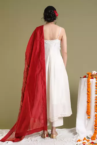 Off white anarkali set