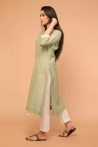 Apple green handloom cotton kurti