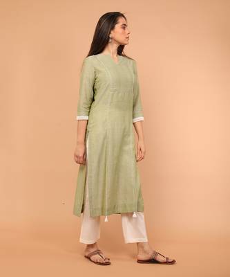 Apple green handloom cotton kurti 3