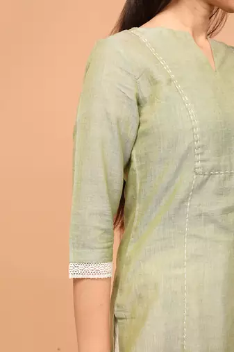 Apple green handloom cotton kurti